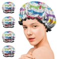 thumbnail image 7 of Shower Caps,Colorful Funny Dachshund Waterproof Shower Cap for Women 4 Pieces,Double Reusable Hair Cover for Shower PEVA Elastic Stretch Hem, 7 of 7