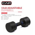 thumbnail image 2 of CAP  6-in-1 Adjustable Threaded Dumbbell with Foam Handle, Black/Blue -  Fast Adjust from 1 to 15 Pounds, 2 of 9