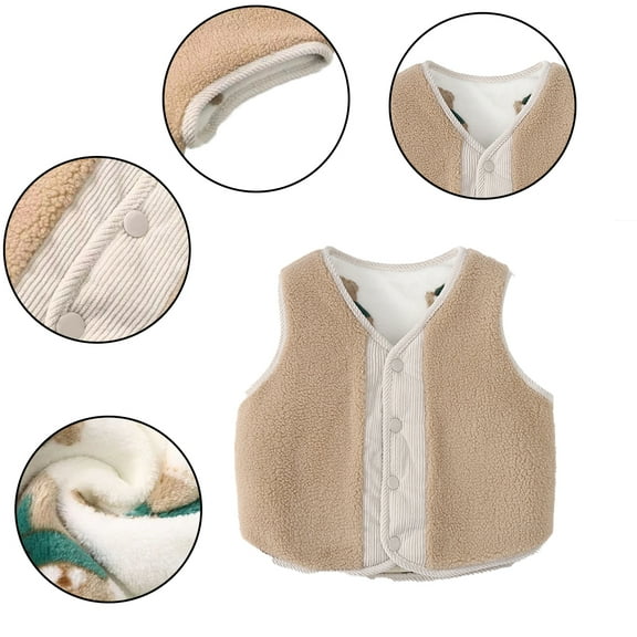 Godderr Newborn Baby Warm Vest Jacket for Girls Boys Winter Vest for Toddler Fleece Sleeveless Jacket Outerwear Lightweight Vests for 9M-5Y