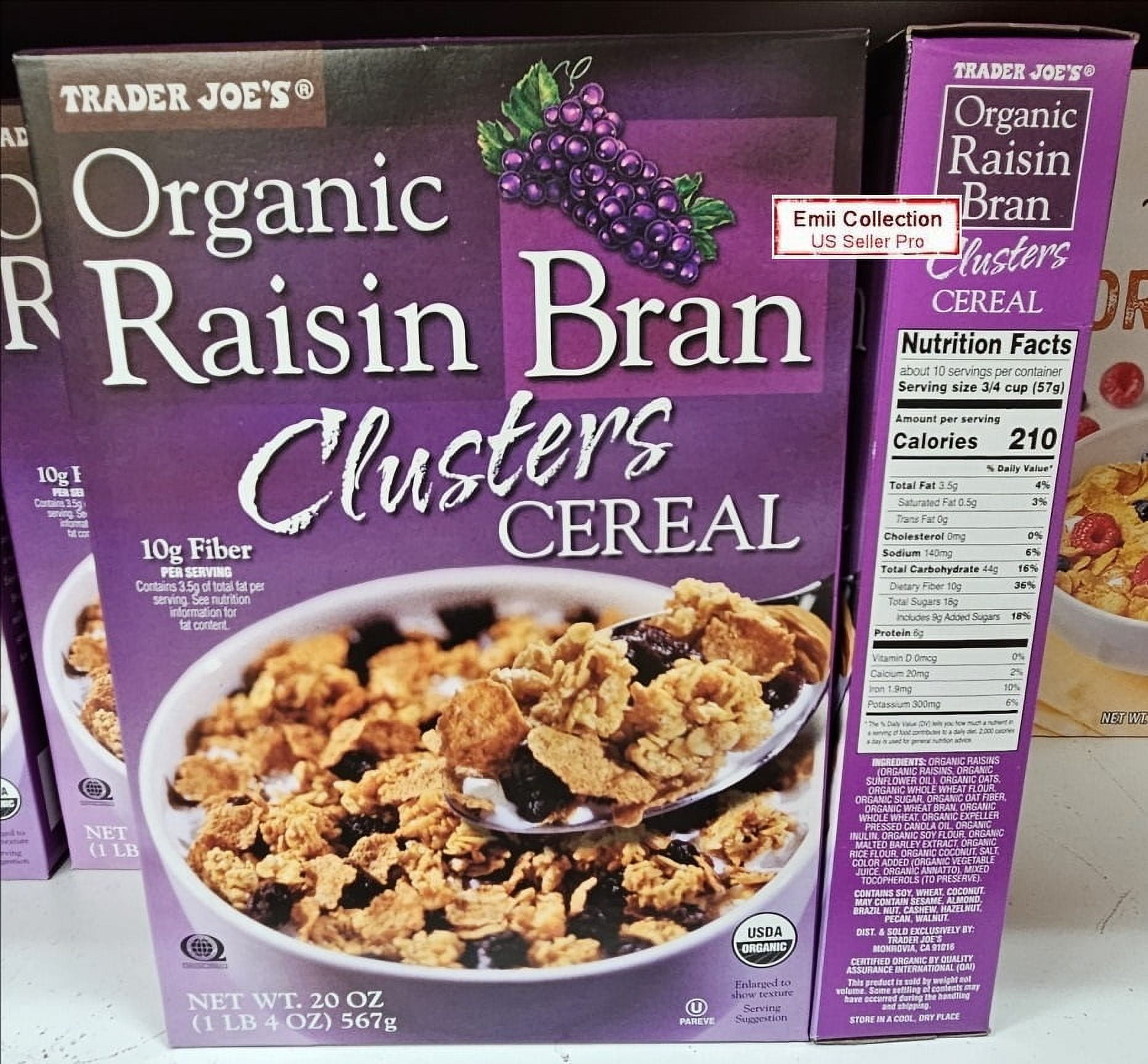 Trader Joe’s Organic Raisin Bran Clusters Cereal 20oz 567g (2 Boxes)