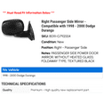 thumbnail image 2 of Right Passenger Side Mirror - Compatible with 1998 - 2000 Dodge Durango 1999, 2 of 2