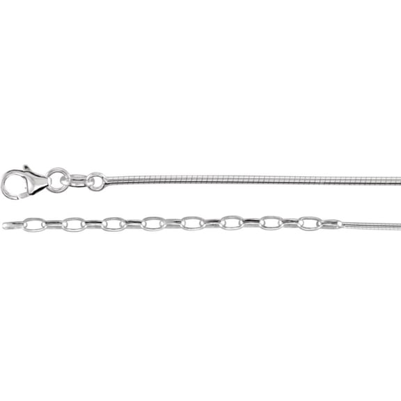 Sterling Silver 1.5mm 16-18 Inch Polished Omega Necklace Chain With Lobster Clasp - 6.8 Grams