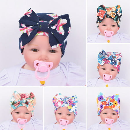 Newborn Infant Toddler Girls Baby Floral Bowknot Beanie Hat Comfys Hospital