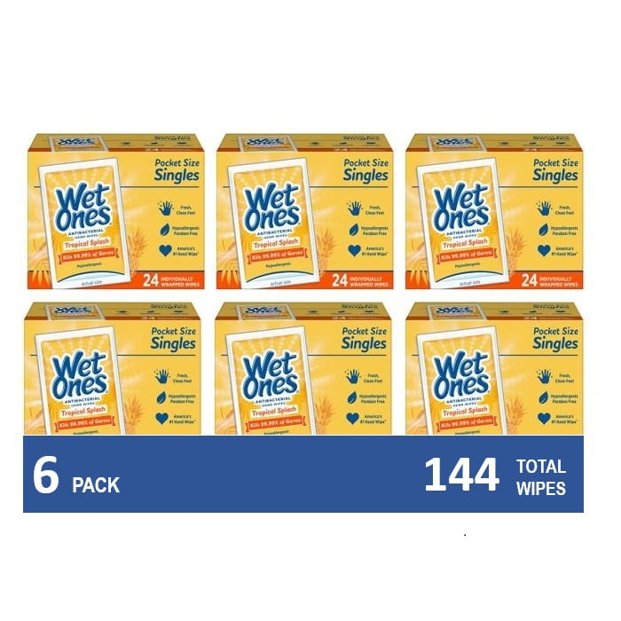 6 Packs - 60 Wipes Wet Wipes Travel Size