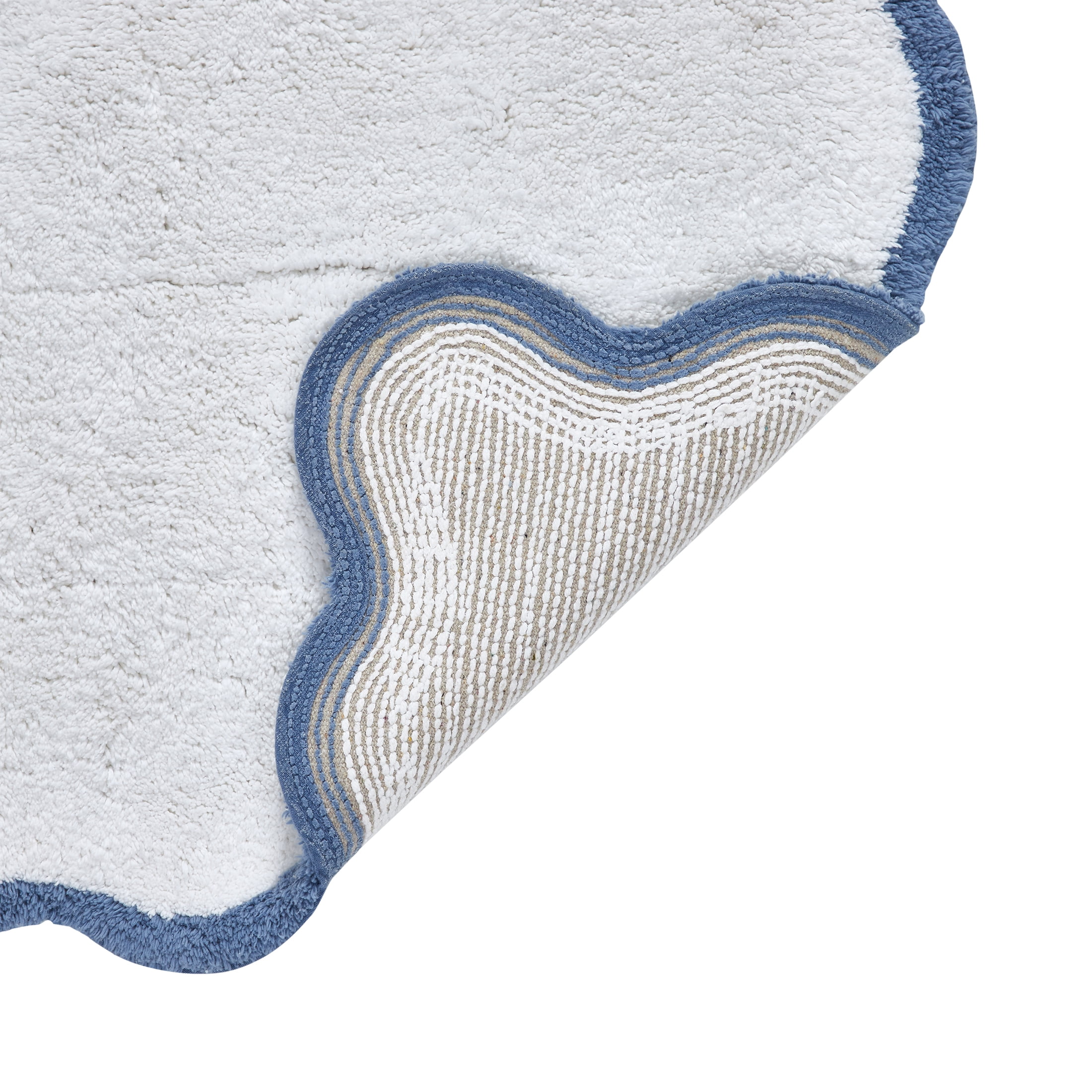 My Texas House Whitney Blue Scallop Cotton Bath Rug, 20" x 32"