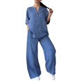 thumbnail image 4 of SGACAI Amazon European And American Cross-Border New Women'S Clothing Independent Station Aliexpress Fashion Solid Color Cotton And Linen Casual Suit Pants, 4 of 7
