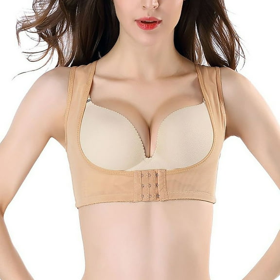 ZQUUVOU Women's Front Closure Bra Brace Up Lightweight Posture Corrector Sleeveless Back Brace Support Shaper Beige