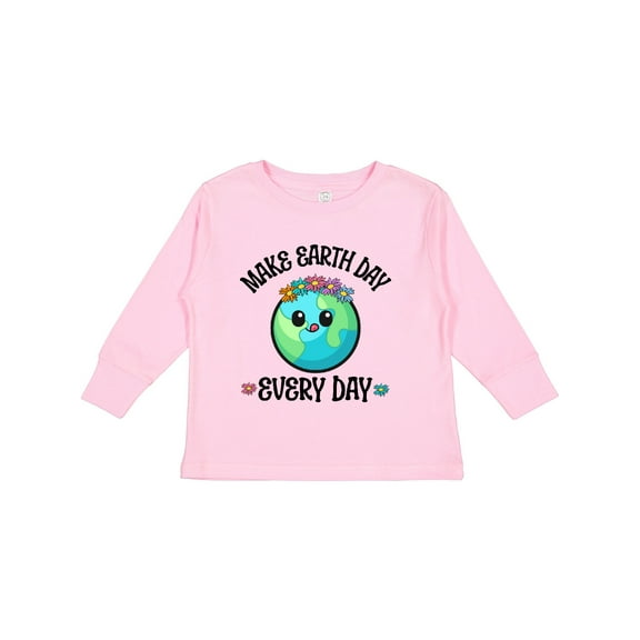 Inktastic Make Earth Day Every Day 2024 Girls Long Sleeve Toddler T-Shirt