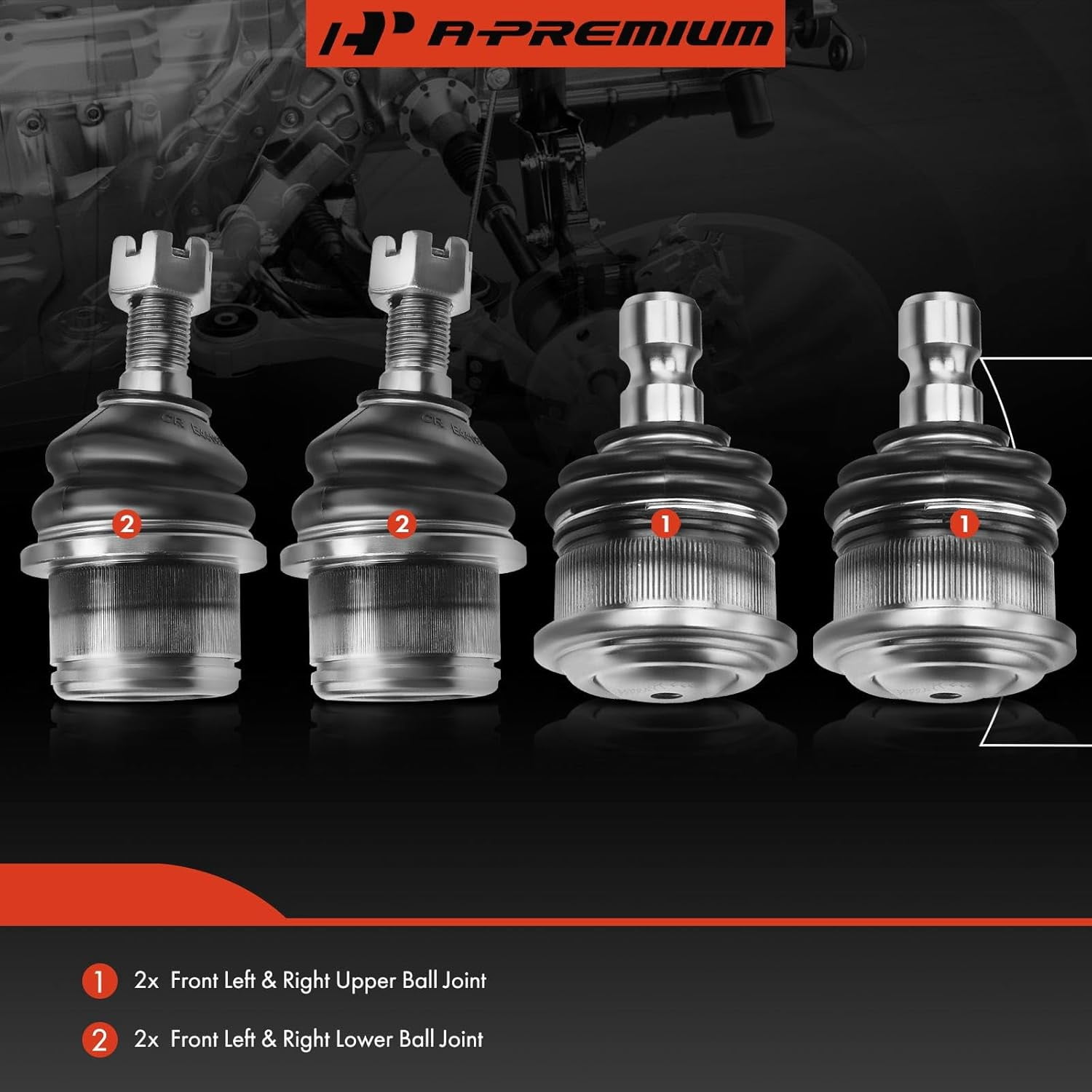 A-Premium 4Pcs Front Upper Lower Ball Joint Kit Compatible with Buick Rainier Chevrolet SSR Trailblazer GMC Envoy Isuzu Ascender Oldsmobile Bravada Fits select: 2004-2008 CHEVROLET TRAILBLAZER LS/LT