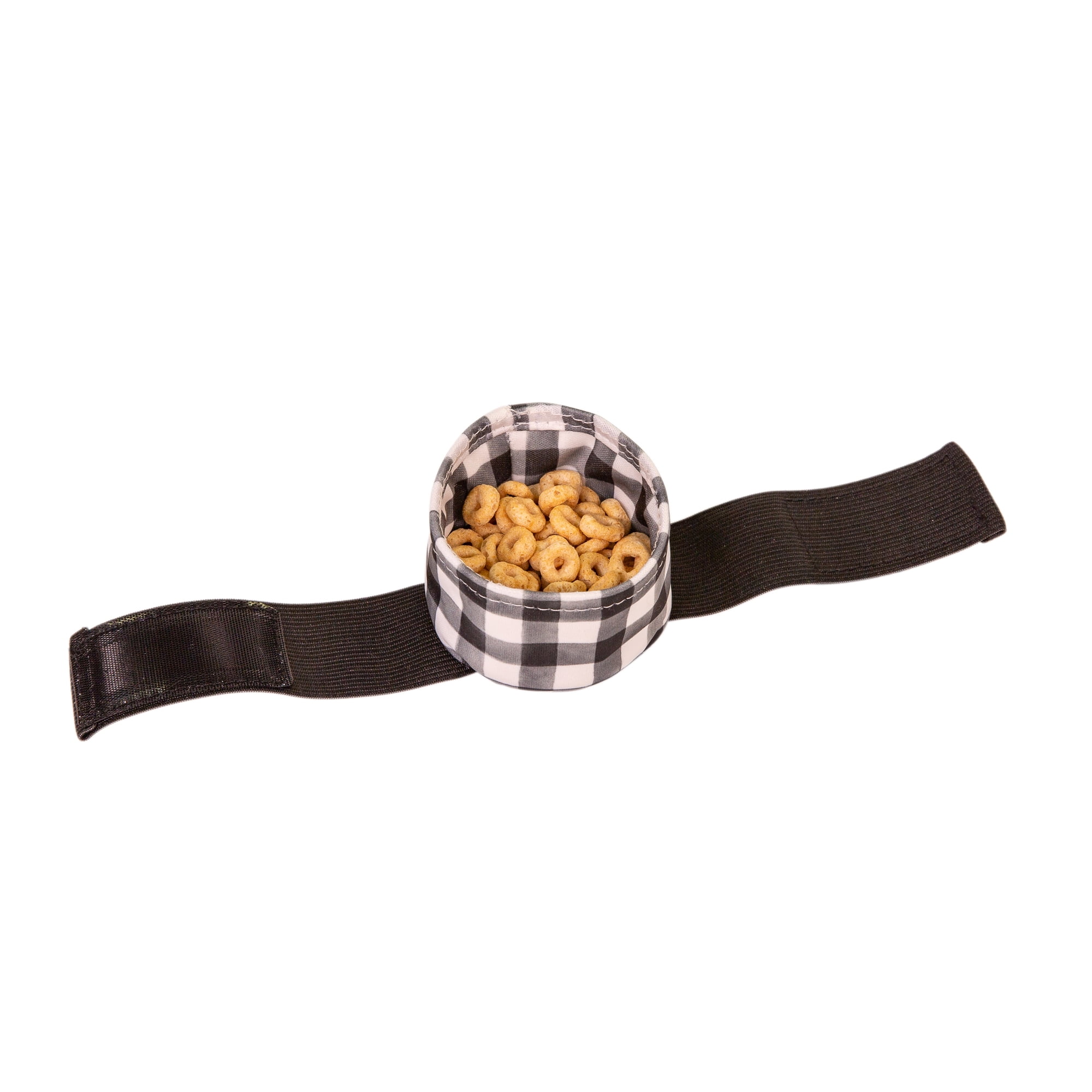 J.L. Childress Wearabowl Snack Cup.  9 months and up. Black/White Checkered.