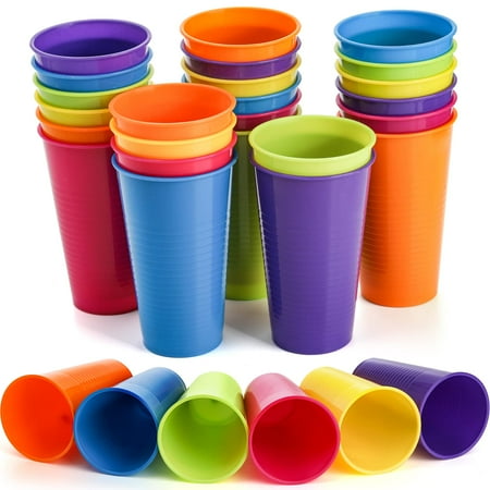 

Lyellfe 30 Pack Plastic Kids Cups 12 Oz Drinking Cups for Kids Colorful Juice Tumbles BPA-free Reusable Cups for Party Christmas Holiday Dishwasher Safe