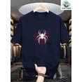 thumbnail image 6 of Men's 180g Heavyweight 100% Cotton T-Shirt with Red Spider Web & Black Spider Graphic Print - Casual Round Neck Short Sleeve Summer Tee for Halloween, Themed Events & Casual Attire, 6 of 17