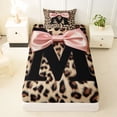 thumbnail image 3 of Erosebridal Chic Cheetah Printed Twin Sheet Sets For Kids,Black Letter M Monogrammed Bedding 3 Pieces, 3 of 6