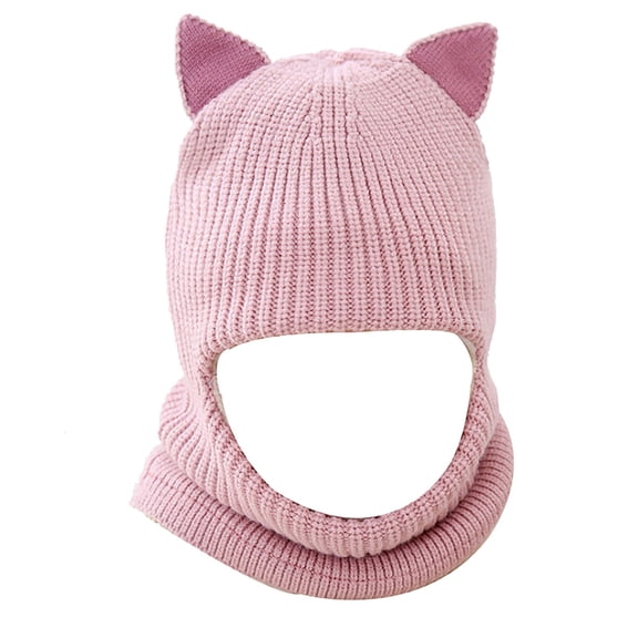 Ticikt Winter Ear Hat for Kids Cozy Thickened Cartoon Design Toddler Boy Girl Cold Weather Cap,Color:Light Pink