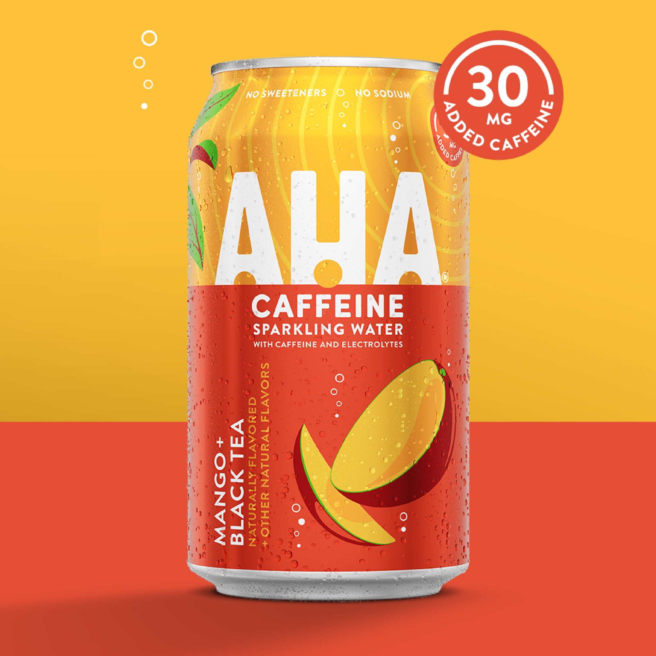 AHA Mango and Black Tea Sparkling Water, 12 fl oz, 8 Cans