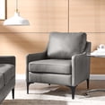 thumbnail image 2 of Armchair Accent Chair, Grey Gray, Leather, Mid Century Living Lounge Cafe Lobby Hospitality Restaurant, Modern Contemporary HB34320, 2 of 8