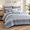 Blue-Duvet Cover - Queen, variant on Blue Comforter - Full/Queen Woven Jacquard Stripe Cotton Bedding Set