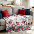 thumbnail image 7 of 4th of July Striped Flannel Throw Blanket Patriotic Red White Blue Summer Sleeping 50x70in by Xuniizn, 7 of 7