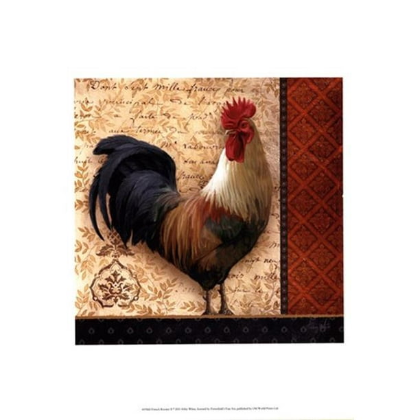 Copie d'affiche de Vieux Monde Affiches OWP45706D fran-ais Coq II par Abby Blanc -13 x 19