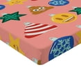 thumbnail image 2 of Ambesonne Christmas Emoji Fitted Sheet, Modern Poop Snow, Full Size, Pale Pink Mustard Green, 2 of 3