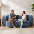 thumbnail image 3 of Walsunny Convertible Boneless Sofa Bed, 2-in-1 Foldable Floor Couch with Two Foam Pillows, Comfy Floor Sleeper Couch for Living Room, Blue, 3 of 10