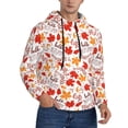 thumbnail image 2 of Uemuo Hello Autumn Maple Leaf Pattern Men's Hoodie - Casual Pullover Hoodie with Kangaroo Pocket, Stylish Hooded Sweatshirt for Everyday Wear-Large, 2 of 7