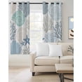 thumbnail image 2 of Coastal Blackout Curtains for Bedroom Living Room Darkening Curtains 54 Inch Long Summer Beach Nautical Coral Starfish Short Curtain for Small Window Treatment Insulated Grommet Drapes 52"x54"x2, 2 of 9