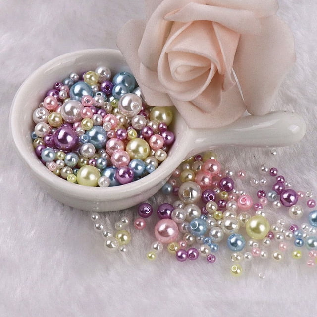 Venta al por mayor, perlas de tamaño mixto a granel, diamantes de imitación de perlas de agujero redondo, Material de collar de 150 Uds para la fabricación de joyas oso de fresa Hogar