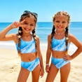thumbnail image 3 of CCRFTGI Girls Swimsuit Size 7-8 2 Piece Set Swimming Bathing Suit Beach Vacation Hawaiian Tropic Bikini Set Cute Summer Girls Fashion Swimsuits Swimwear Light Blue 1-2 Years, 3 of 9
