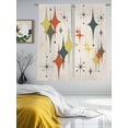 thumbnail image 3 of Multi-Color Diamond Sheer Curtains 63 Inch Length 2 Panels Set Window Treatments, Modern Geometric Middle Century Beige Rod Pocket Semi Curtains for Living Room/Bedroom/Kitchen Décor, 104"W x 63"L, 3 of 7