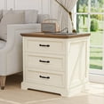 thumbnail image 4 of Hommpa Farmhouse 3 Drawers Nightstand with Charging Station, Rustic Wood Night Stand with Drawers for Bedroom, Vintage Bedside Table Small Dresser Chest of Drawers for Living Room, White, 4 of 11