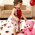 thumbnail image 5 of Splozh Newborn Baby Rompers Unisex Baby Girls' Valentine's Day Flower Embroidered Heart Sleeveless Romper Dress Red,3-6 Months, 5 of 9