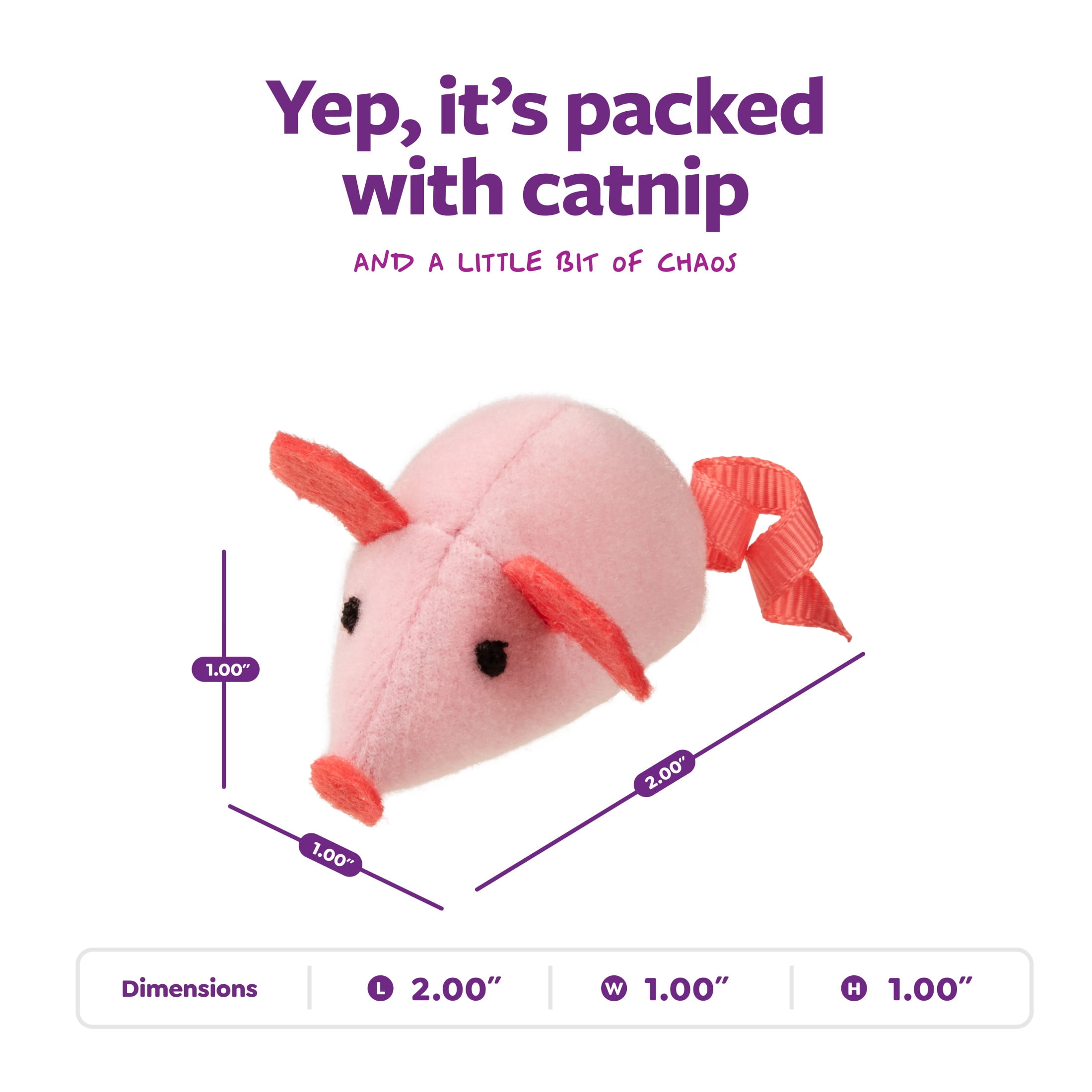 SmartyKat Farm Skitters Catnip Cat Toys, Set of 8, Small Plush Mice with String Tails and Pure Catnip