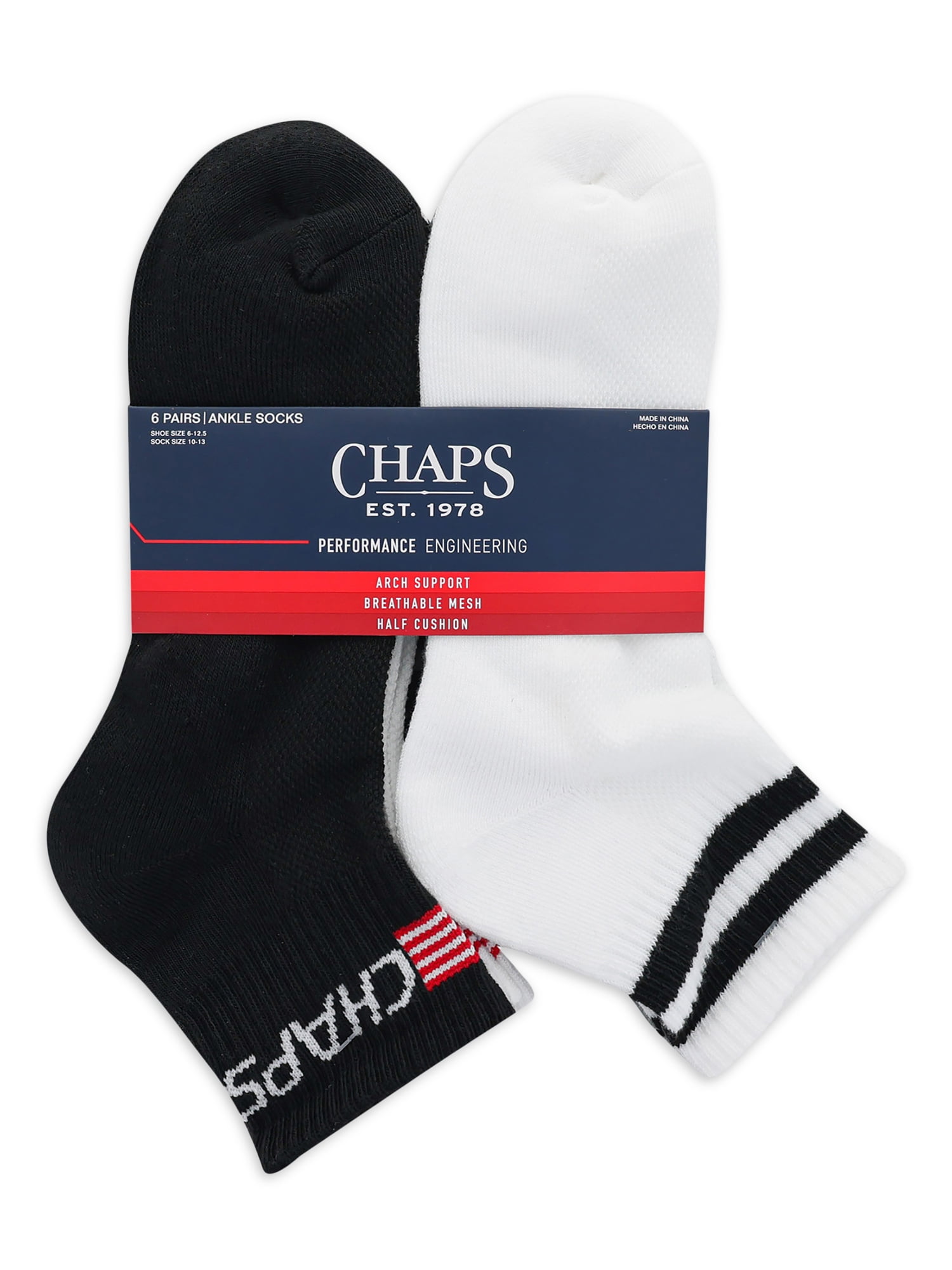 Chaps Men's Ankle Socks, 6-Pack