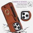 thumbnail image 6 of SaniMore for iPhone 14 Pro Max Case with Metal Rotating Ring Kickstand RFID Blocking Card Slots PU Leather Anti-scractch Wear-resitant Shockproof Wallet Cover for iPhone 14 Pro Max(6.7" 2022), Brown, 6 of 9