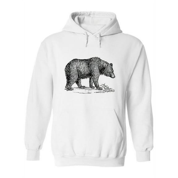 Brown Bear Pencil Drawing Hoodie Women -Image by Shutterstock, Female Large