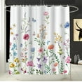 thumbnail image 4 of Bevtee Fabric Shower Curtain, Floral Bathroom Shower Curtains with Hooks, Watercolor Plant Shower Curtain, Machine Washable, 72" W x 72” H, 4 of 6