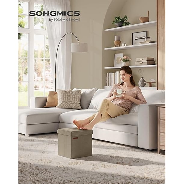 SONGMICS Taburete Zapatera Plegable con Almacenaje 30x30 cm