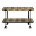 thumbnail image 2 of Furniture of America Russe 1-Shelf Wood Rustic Oak Sofa Table with Wheels, 2 of 7