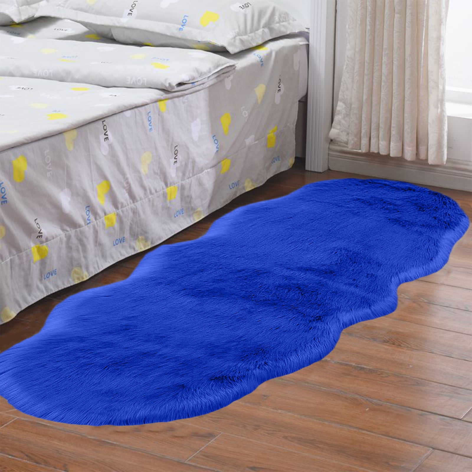 Meitianfacai 55in Extra Large Plush Rug, Ultra Soft Non-Slip Bathroom Carpet & Bedroom Rug, Machine Washable Water Absorbent Floor Mat, 15.6x55.1 Inch(Blue)