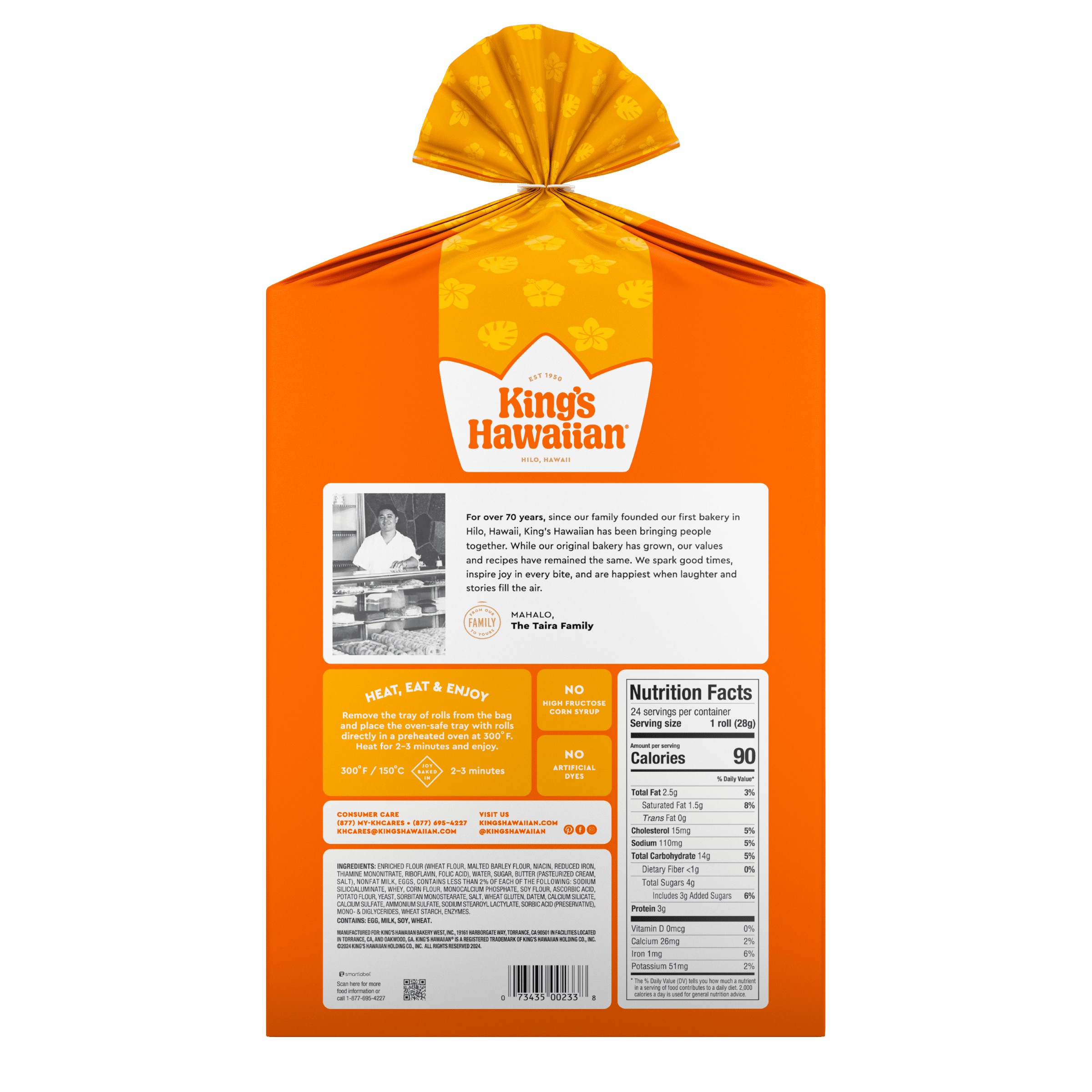 King's Hawaiian Savory Butter Rolls 24 Count, 24 oz, Shelf-Stable