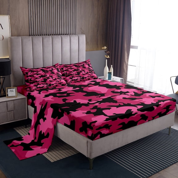 Erosebridal Red Strpies Bed Sheets Set Twin Size, Abstract Ombre Bed Sheets Twin, Geometry Room Decor