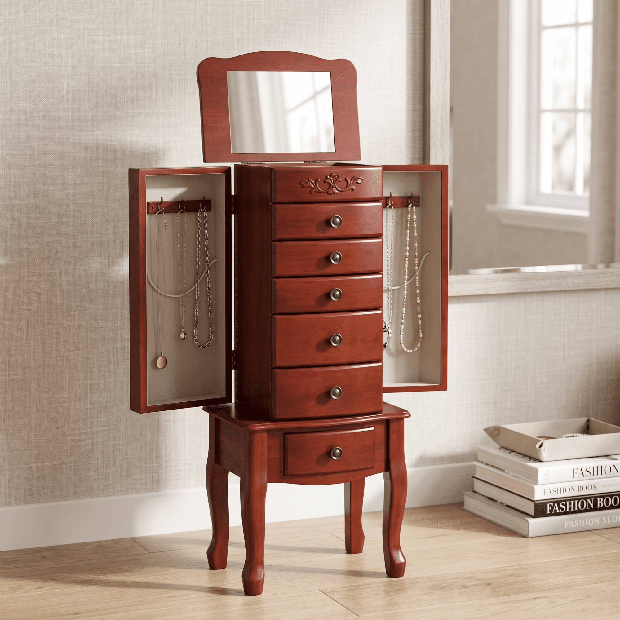 Hives & Honey Morgan Jewelry Armoire - Cherry - Walmart.com