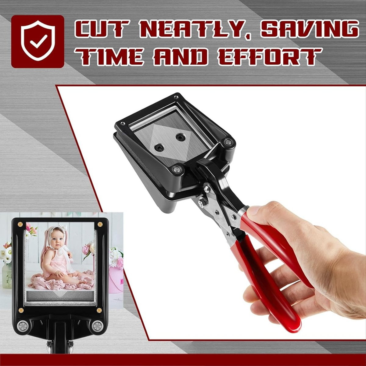Handheld Passport Photo Cutting Machine Photo ID Die Cutting Machine Hole Punch Suitable for Office(9.06x3.54x2.56 Inch)