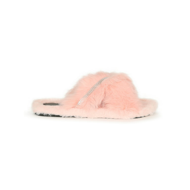 Pink Fluffy Lv Slippers
