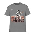 thumbnail image 6 of Men Retro Space Skeleton Astronaut Guitar Graphic T-Shirt, Mars Rover Dog HUK Print Crew Neck Poly Cotton Casual Short Sleeve Tee, 6 of 8