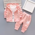 thumbnail image 2 of Favoffer 3PC Toddler Girls' Winter Pink/Orange Bunny Print Set, Vibrant Outfit for Festive Days & Park Outings, Sizes 2-7, 2 of 3