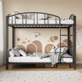 thumbnail image 1 of Metal tamaño individual-over-tamaño individual bunk cama - heavy duty frame con safety ladder y arched guardrail, sturdy steel, space-saving, no box spring in negra, 1 of 7