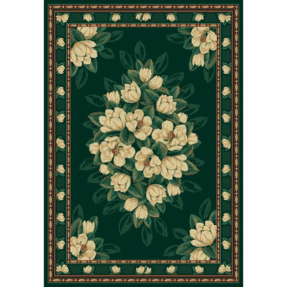Designer Home Urban Area Rug 040-37042 Magnolia Hunter Floral Magnolias 7' 10" x 10' 6" Rectangle