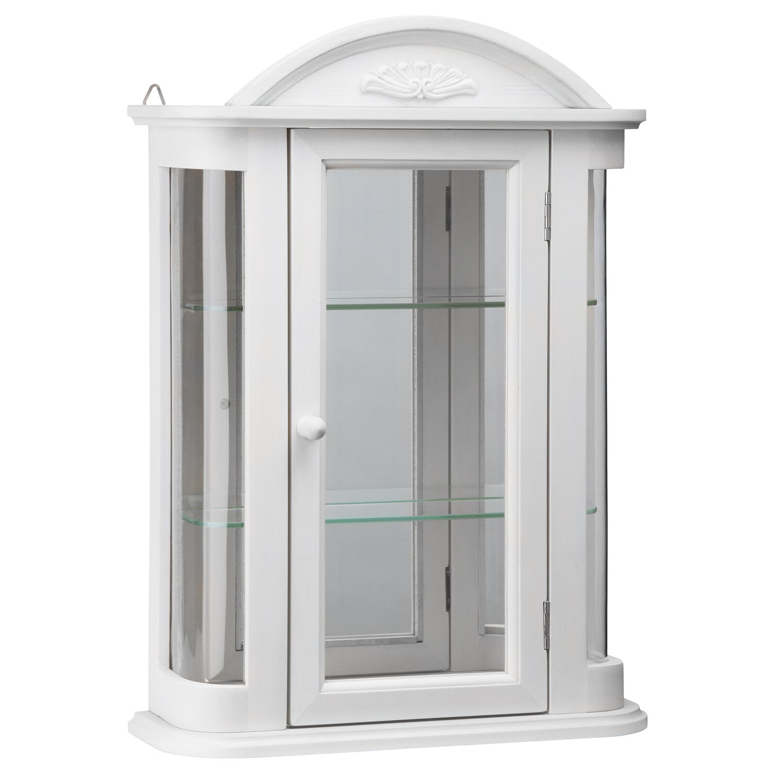 Corinthian Columns Pediment Mirror Backed Wall Curio Cabinet Collector Display